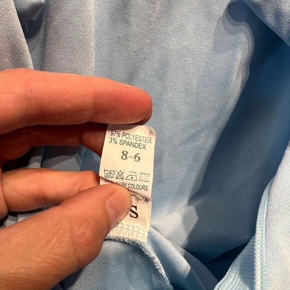 Feather Trim Light Blue Sleeveless Top - Picture 4 of 4